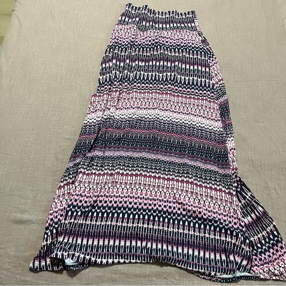 Loveappella Pink Black patterned Maxi Skirt Size XL hippie boho festival ecectic - Picture 2 of 5